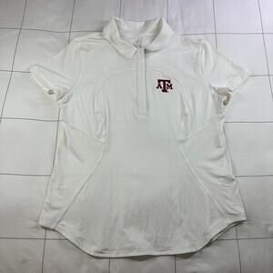 Lululemon Top Womens 12 White Texas A&M Aggies Quick Dry Polo Short Sleeve Golf
